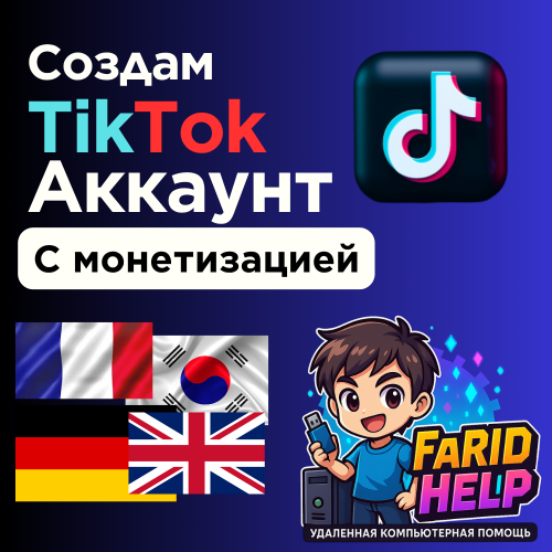Услуга по созданию учетной записи в социальной сети Tik Tok
